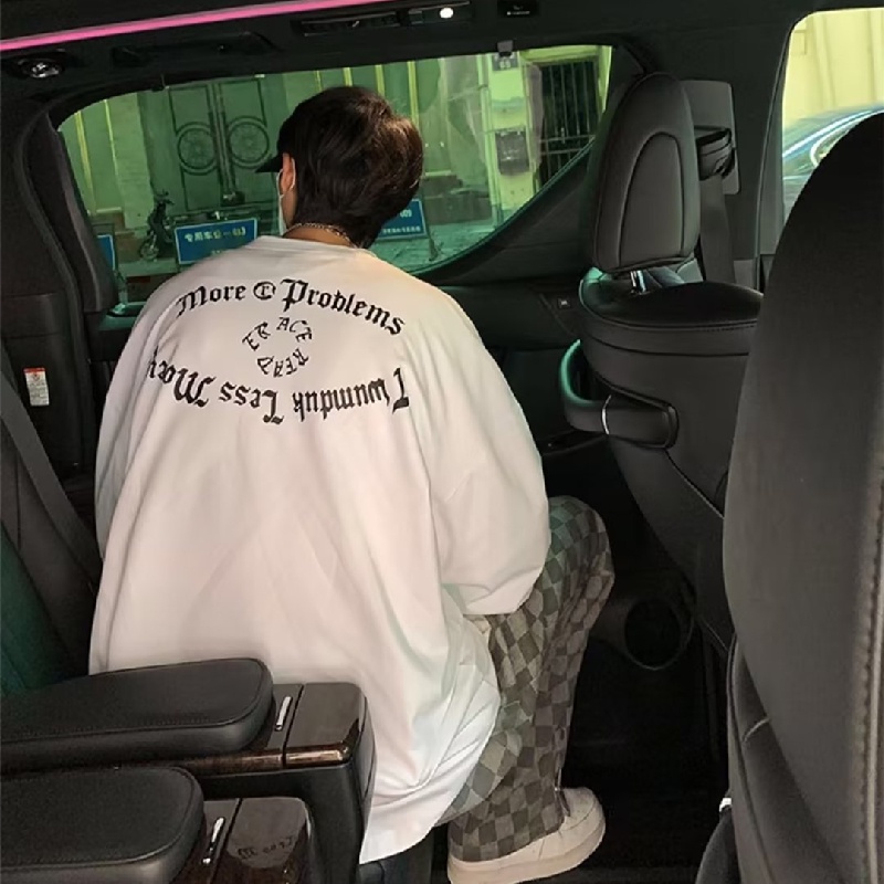 Áo Thun Tay Dài Cổ Tròn Dáng Rộng In Chữ Phong Cách Thời Trang unisex Oversize M-5XL