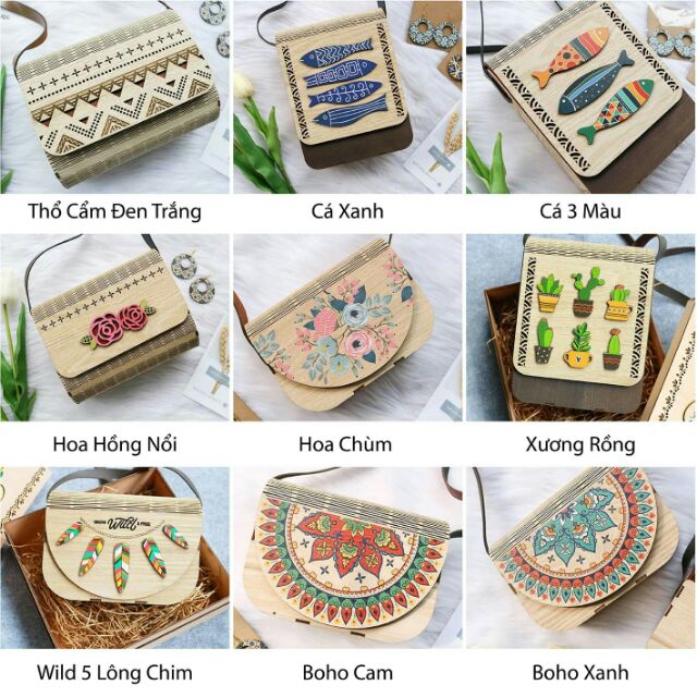 Túi gỗ vintage - túi gỗ hand made | BigBuy360 - bigbuy360.vn