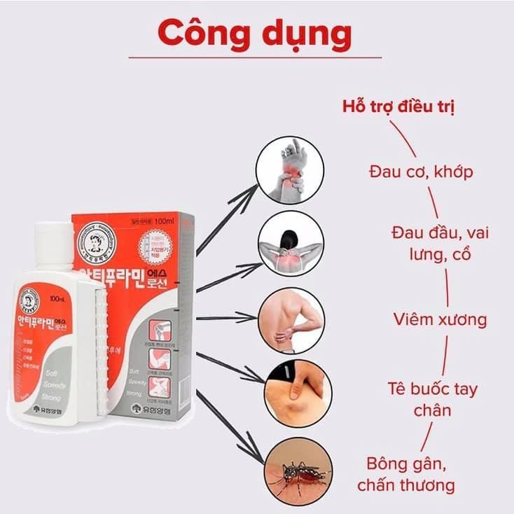 MẪU MỚI_Dầu nóng xoa bóp Hàn Quốc Antiphlamine 100ml_Dầu nóng có con lăn massage