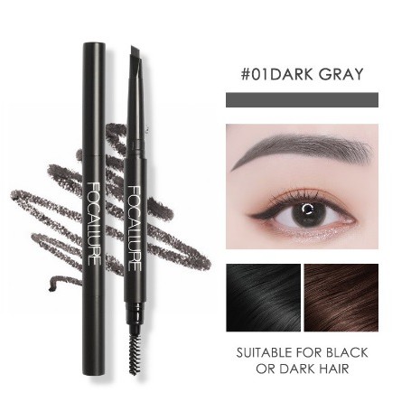 Kẻ Lông Mày Đầu Tam Giác FOCALLURE Dark Gray Tự Nhiên Bền Màu