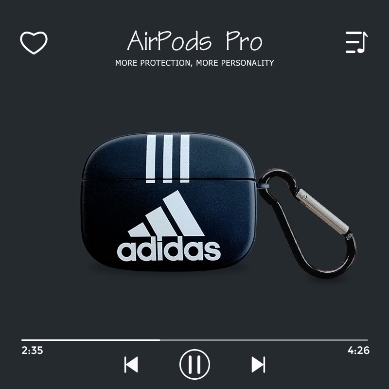 Vỏ bảo vệ hộp sạc tai nghe Airpods 1 2 3 Pro Bluetooth không dây chất liệu silicon in logo Adidas kèm móc khóa