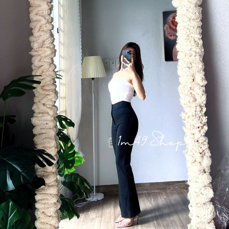 Quần Ống Loe Cạp Cao Tôn Dáng Chất Cát Hàn Co Giãn P104