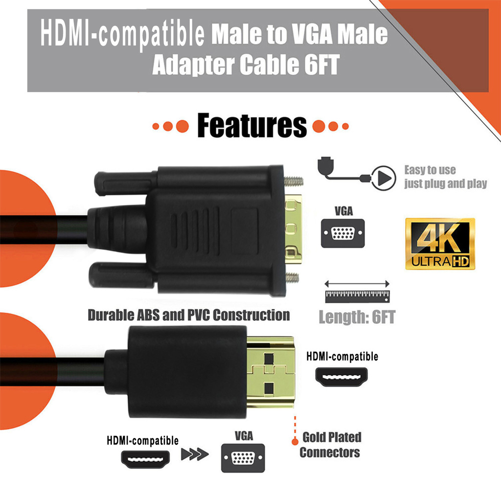 Đầu Chuyển Đổi Từ Cổng Hdmi-Compatible Sang Vga 1080p Tiện Dụng