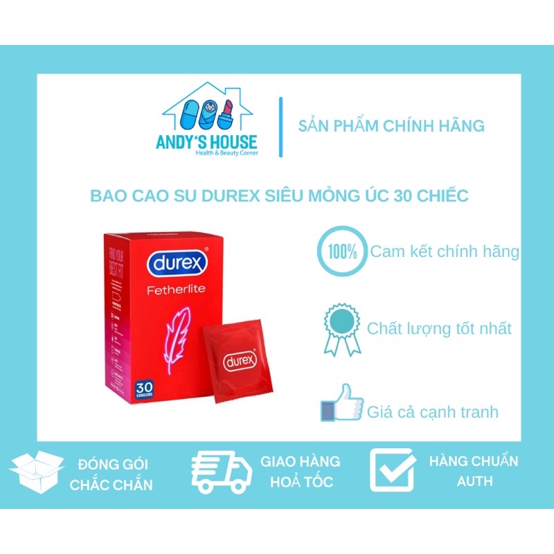 Bao Cao Su Siêu Mỏng Hộp 30c - Durex Fetherlite