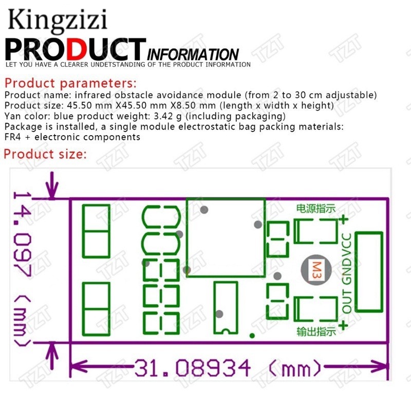 Set 5 module cảm biến hồng ngoại IR tránh chướng ngại vật 3 dây phản quang cho xe hơi robot Arduino