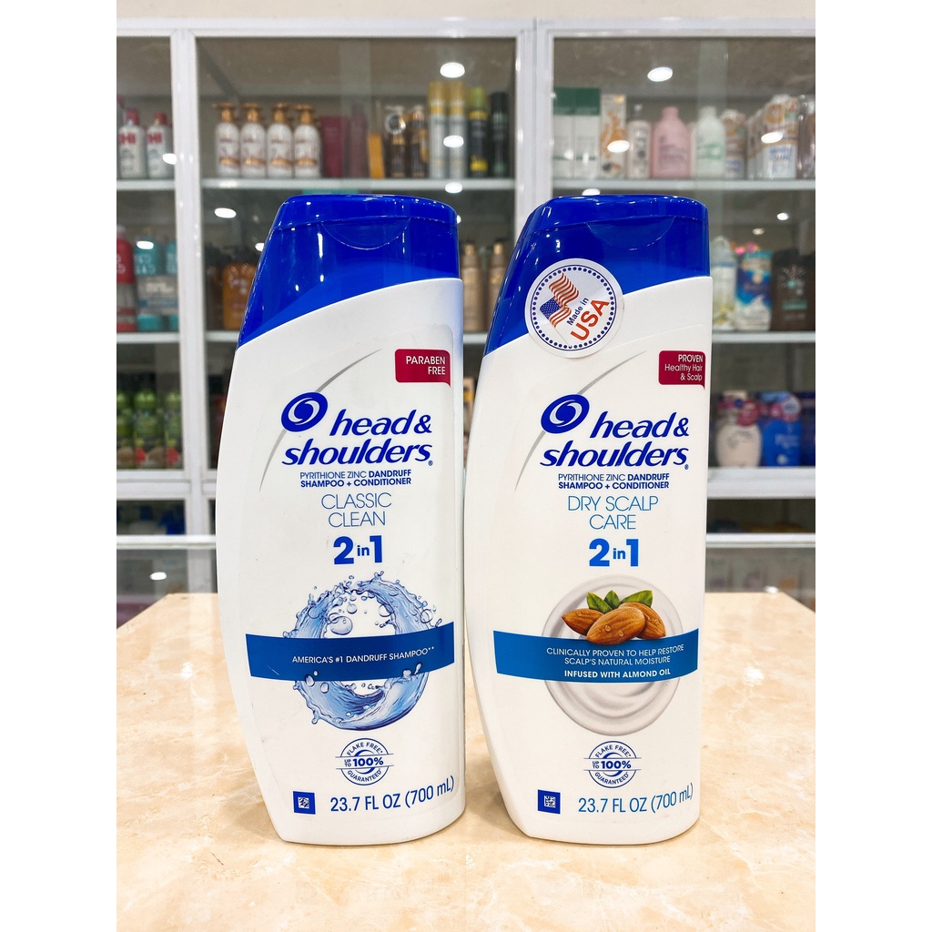 Dầu Gội Xả 2in1 Head &amp; Shoulders Shampoo &amp; Conditioner Dry Scalp Care USA 700ml
