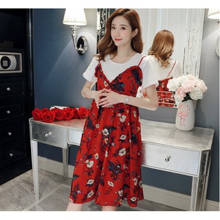 ĐẦM BẦU VÁY BẦU CÔNG SỞ YẾM ĐỎ ( có kèm áo thun )