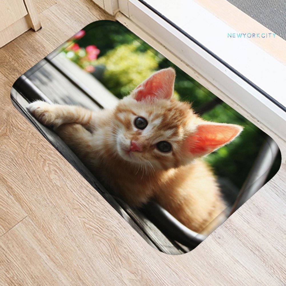 Thảm lót cửa chùi chân Mềm Mại Chống Trượt Họa Tiết Mèo Dễ Thương
