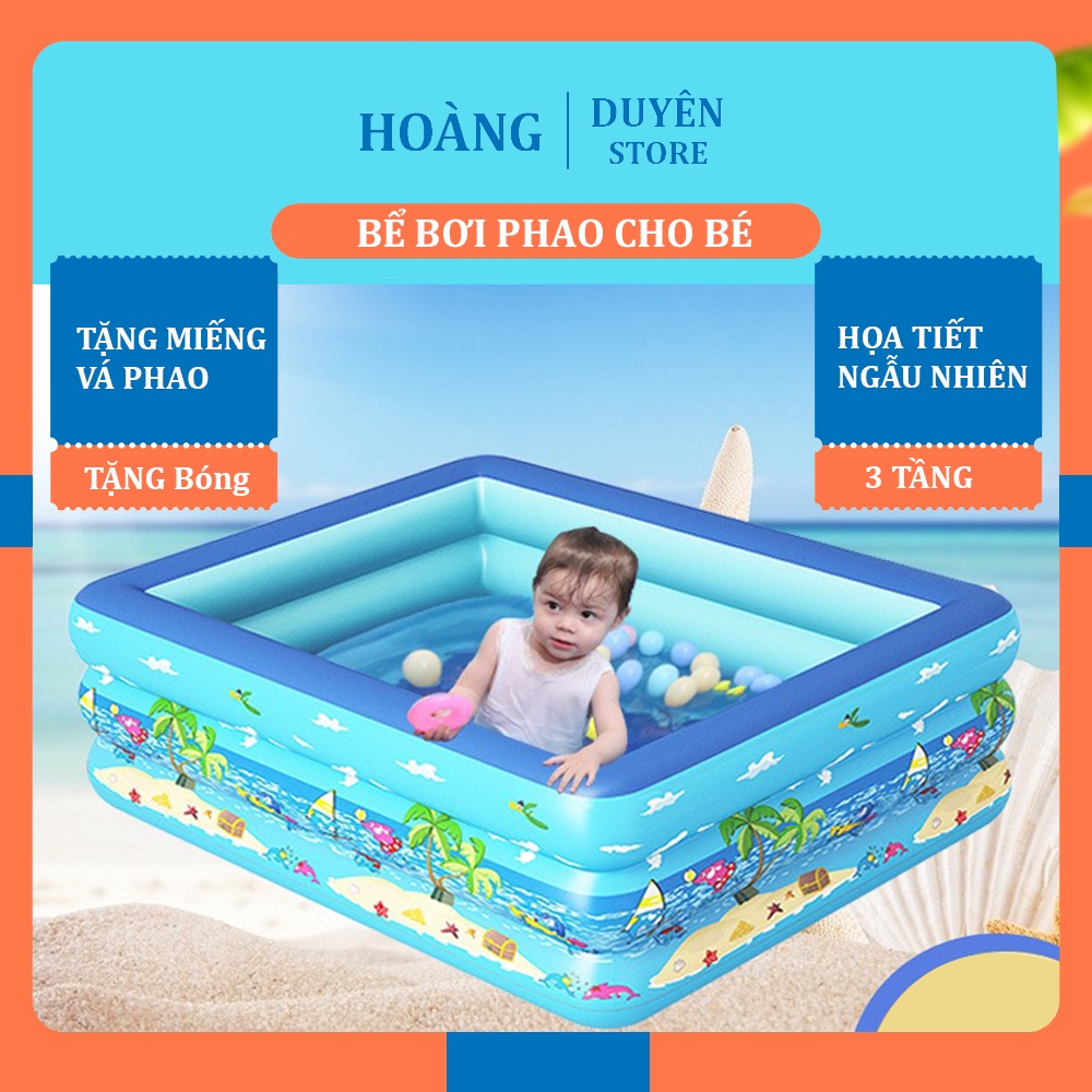 Bể Bơi Cho Bé Dòng Phao Cao Cấp - Đủ Size - Đáy Có Chống Trơn Trượt - Bảo Hành Trọn Đời - Tặng Kèm Miếng Vá Phao