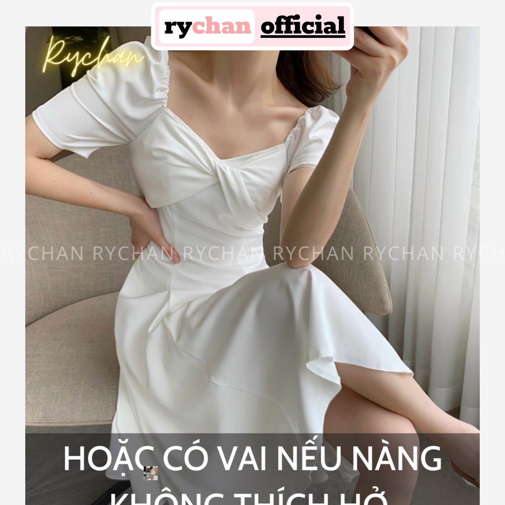 Đầm Trắng Xoè Midi Dáng Dài Chéo Ngực Mang Được 2 Kiểu, Đầm Trắng Đi Tiệc, Đầm Đi Tiệc Đám Cưới - DX0142
