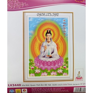 tranh thêu chữ thập quan thế âm LV3440-50x70cm
