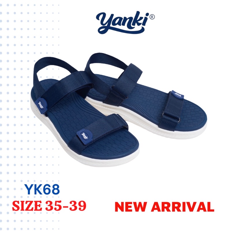 Giày Sandal Nữ Đi Học YANKI Chính Hãng Quai Ngang YK68 - Xanh Navy