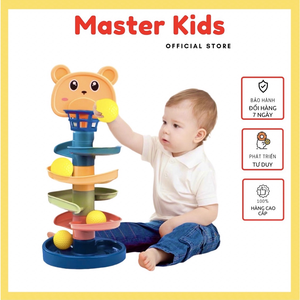 [Đồ chơi thông minh] Đồ chơi cầu trượt - thả bóng xoay tròn cho bé kích thích thị giác Master Kids