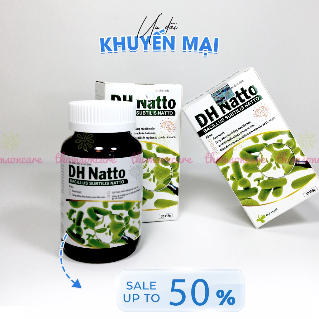 Ngăn ngừa tai biến, tan cục máu đông, phòng đột quỵ, hoạt huyết tuần hoàn não - DH Natto - từ men vi sinh Nattokinase