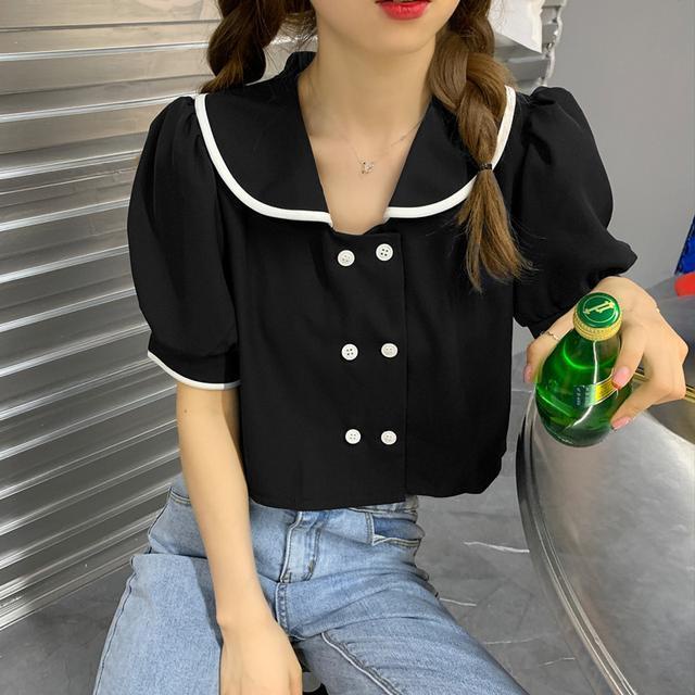 Áo Sơ Mi Cổ Búp Bê Tay Ngắn Phồng JL-TX-318