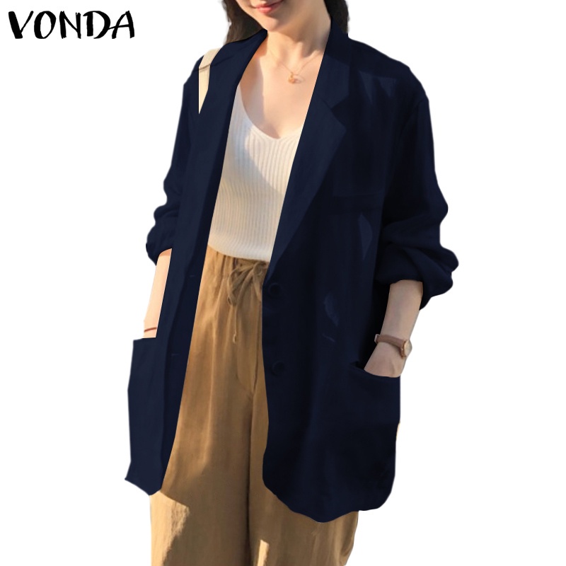 Áo khoác Blazer VONDA dành cho nữ thiết kế tay dài cổ bẻ phong cách quý cô đi làm cơ bản mùa xuân thu Hàn Quốc | BigBuy360 - bigbuy360.vn