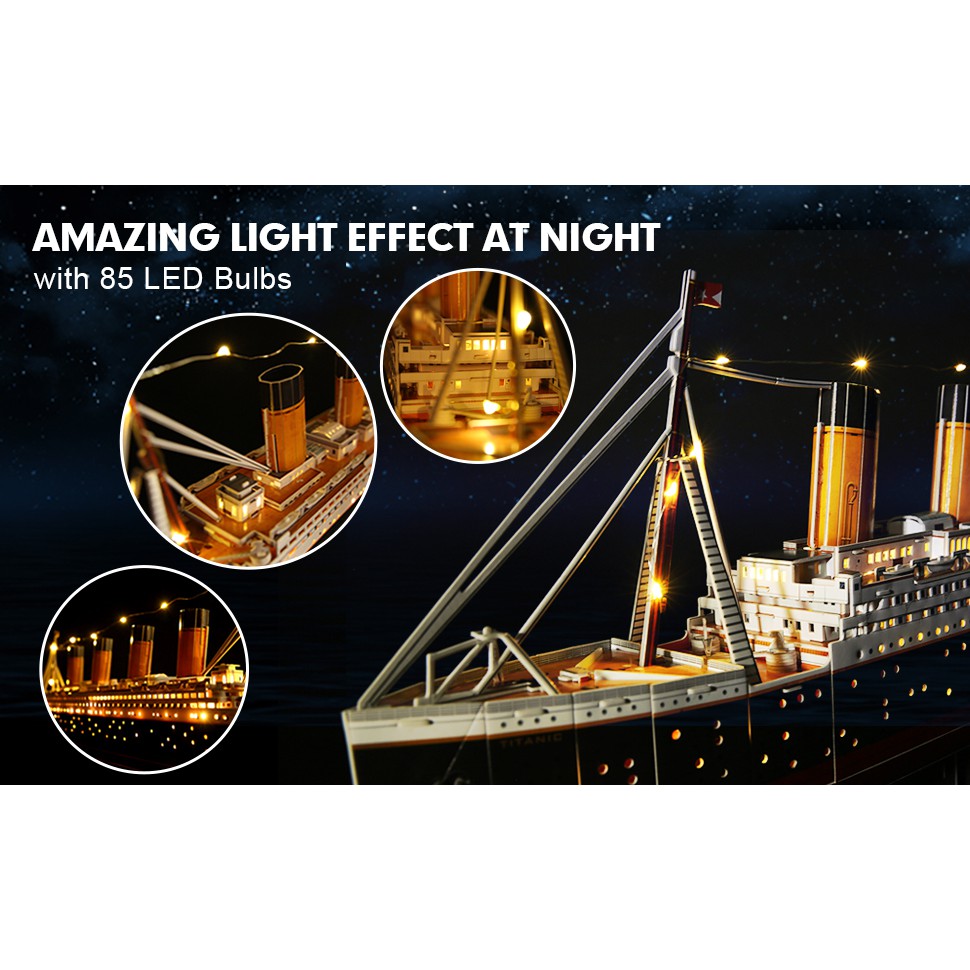 Mô hình giấy 3D CubicFun - Tàu Titanic 266 mảnh có đèn led L521h