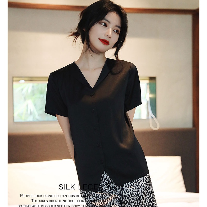 Đồ Ngủ Lụa Pijama Tay ngắn Quần Dài Satin Mềm IVY661