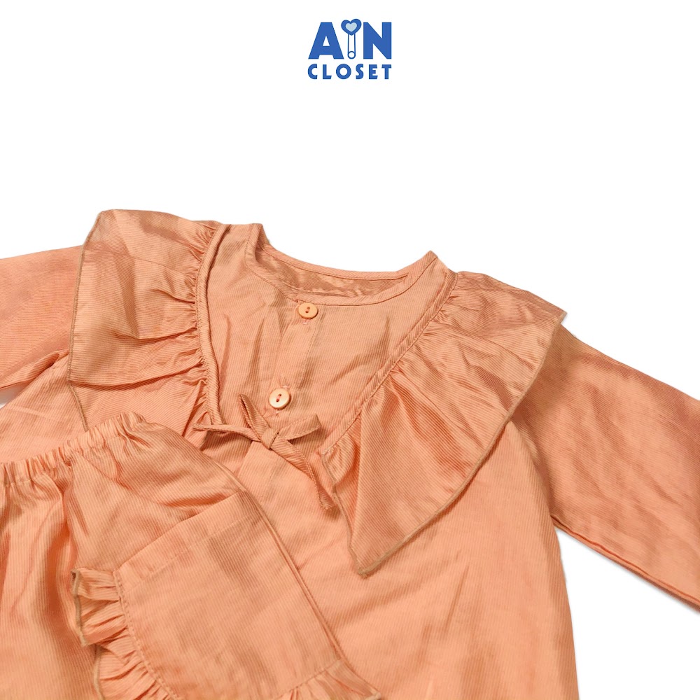 Bộ quần áo dài bé gái họa tiết Bèo cam tây cotton - AICDBGZZNUV0 - AIN Closet