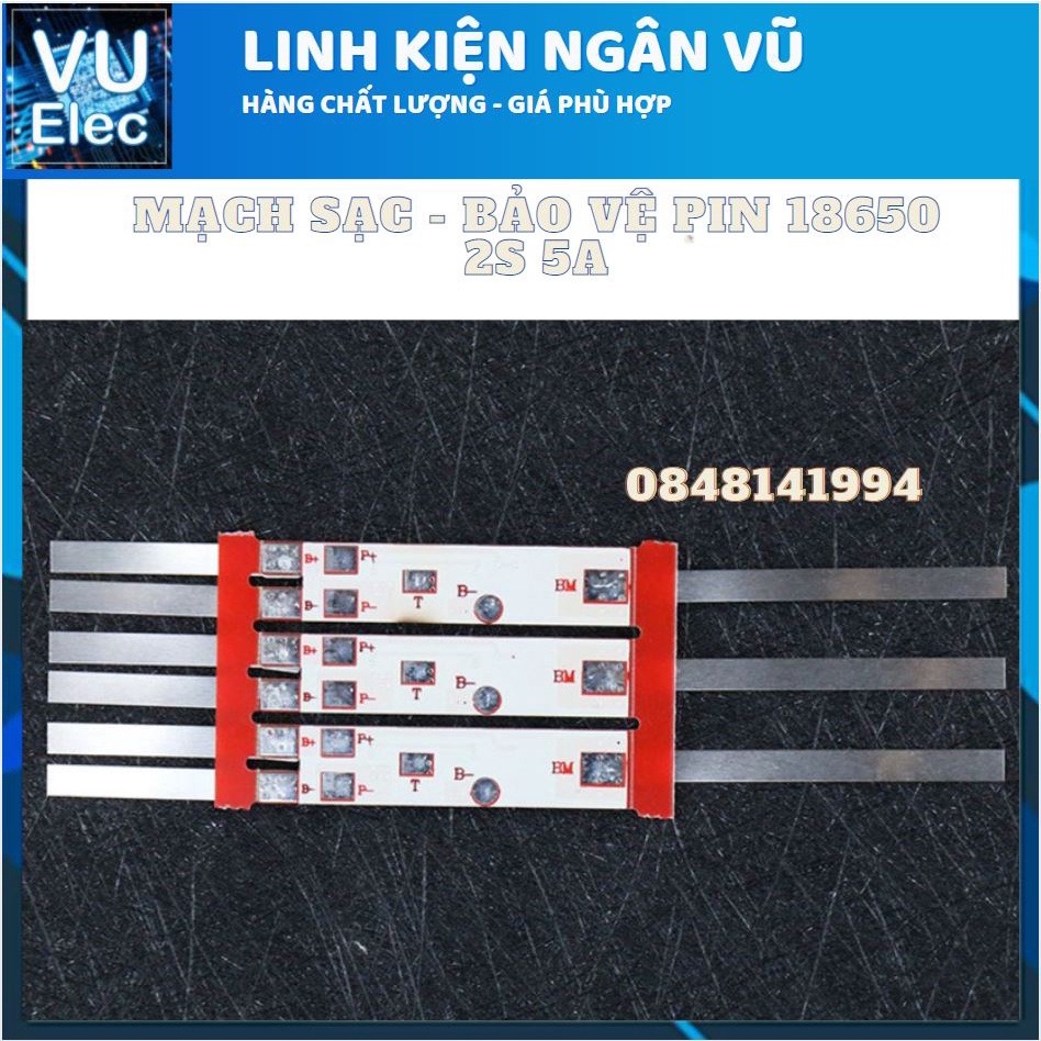 Mạch Bảo Vệ Pin 2S 8.4V 5A 2S-2 kèm kẽm hàn - Bms Cho Pin Sạc 2s 8.4V