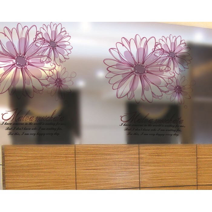 Decal dán kính Cao Cấp - Tranh vẽ Hoa Cúc thanh nhã ( 60x58 )