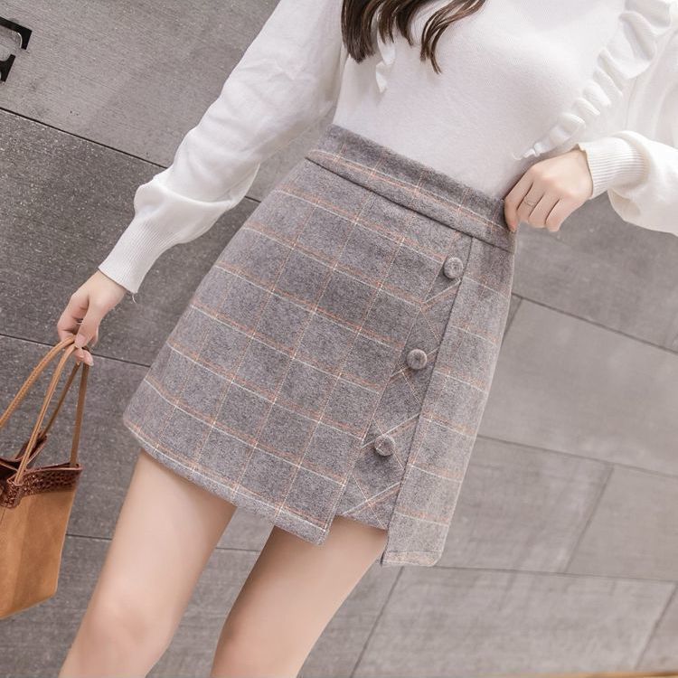 Chân Váy Dạ Skirt Korean High Waist Retro Plaid Tweed A-line Skirt | BigBuy360 - bigbuy360.vn