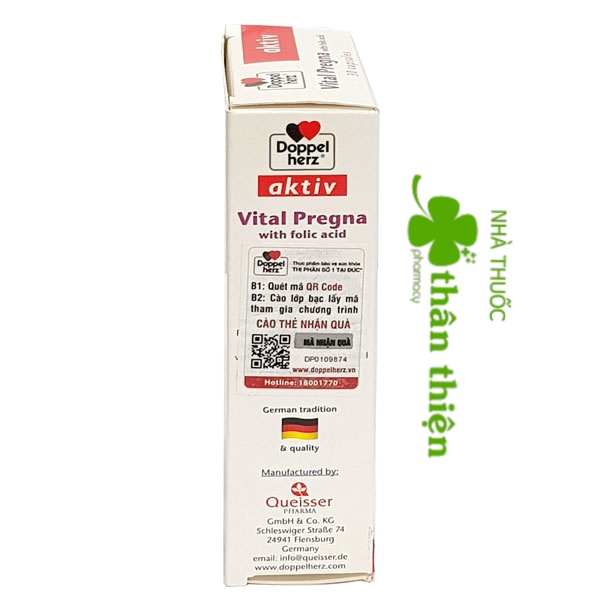 [Doppelherz Aktiv Vital Pregna hộp 30 viên], Viên  bổ sung vitamin cho mẹ bầu trước và sau sinh.