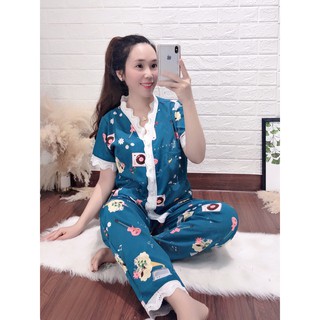 BỘ LỤA THÁI REN TAY NGẮN QUẦN DÀI