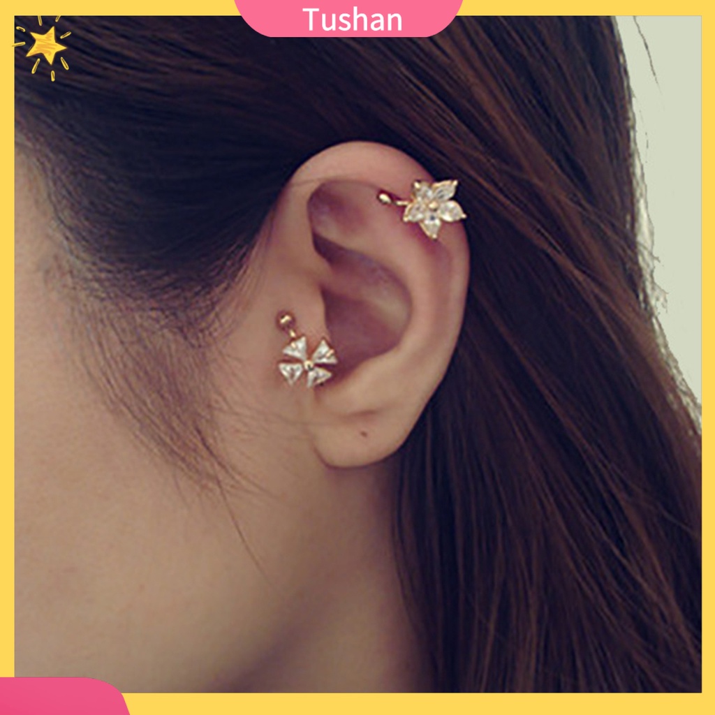 Khuyên kẹp vành tai chữ U đính đá thời trang cho nữ