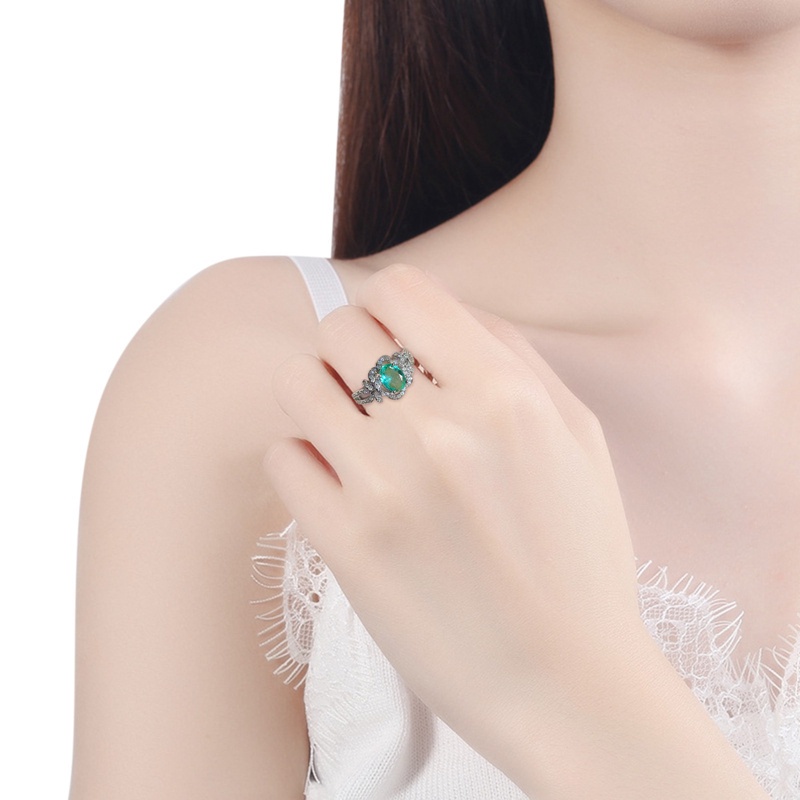 Nhẫn cưới mạ bạc 925 hình hoa hồng đính đá zircon sang trọng