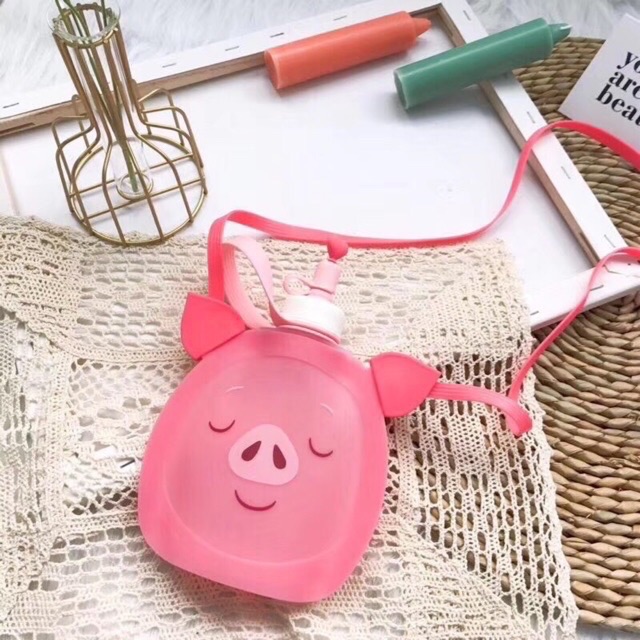 Bình nước silicon cho bé siêu cute bình nước đi lớp đi chơi style Hàn