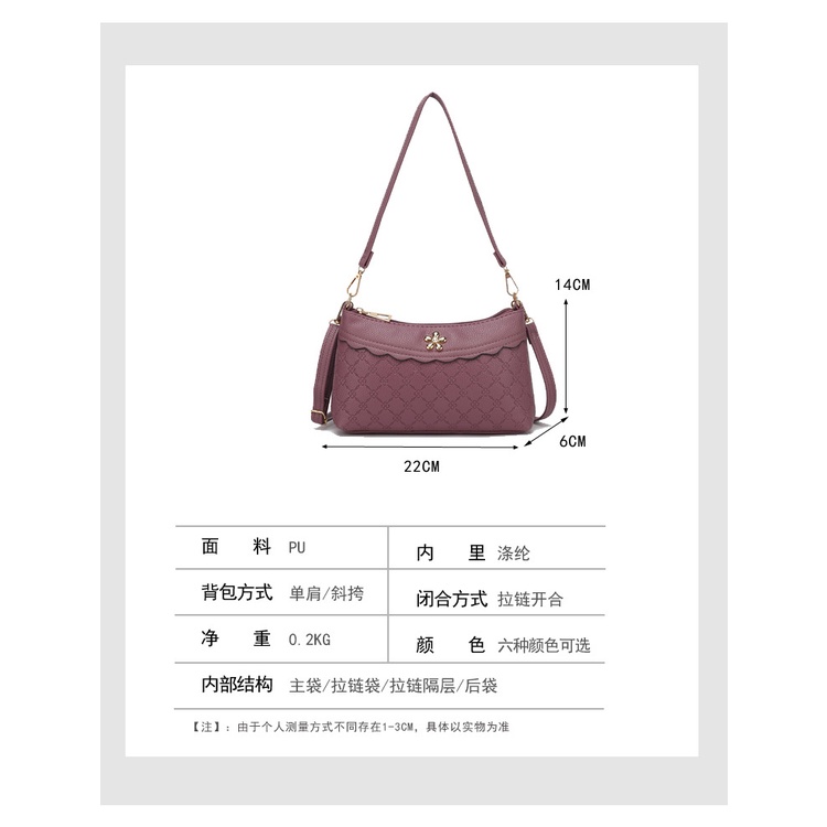 Túi xách nữ đeo vai (có dây đeo chéo) da sần nhiều ngăn giá rẻ DVQ11