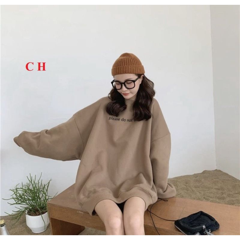 Áo khoác nỉ nữ , áo sweater màu nâu in 3D chất nỉ cotton dày đẹp | BigBuy360 - bigbuy360.vn