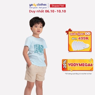 Quần short trẻ em YODY cạp chun túi ốp chất liệu đũi mềm nhẹ KID4316