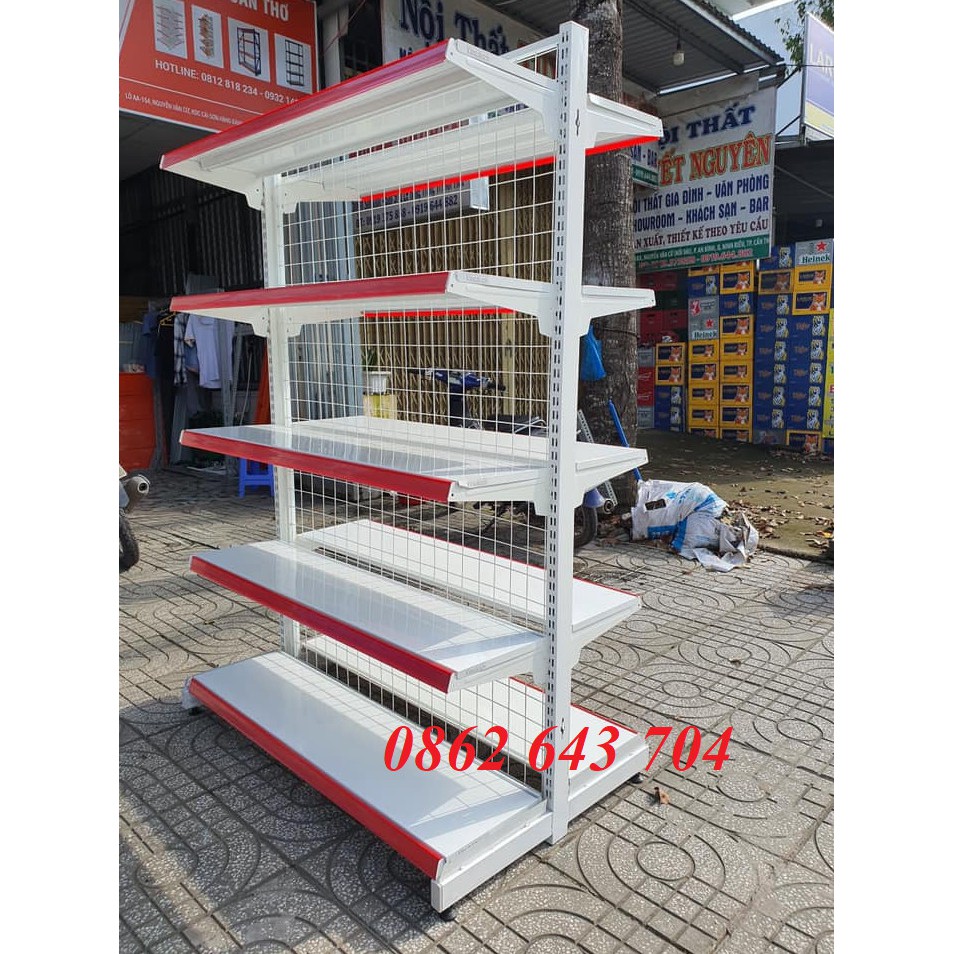 Kệ siêu thị đôi lưng lưới đa năng , giá rẻ tận xưởng Tp HCM