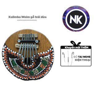 [HOT] Đàn Kalimba Woim Gỗ Trái Dừa 7 Phím Tặng Kèm Tai Nghe Thời Trang - Hàng Có Sẵn