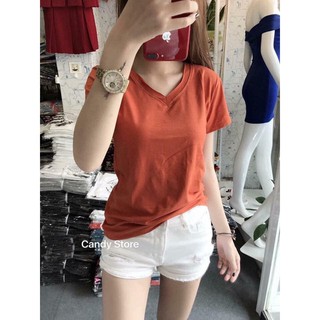 Áo Phông Trơn Cổ Tim - Hàng VNXK