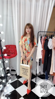 Bigsize Đầm sơ mi hoạ tiết D111