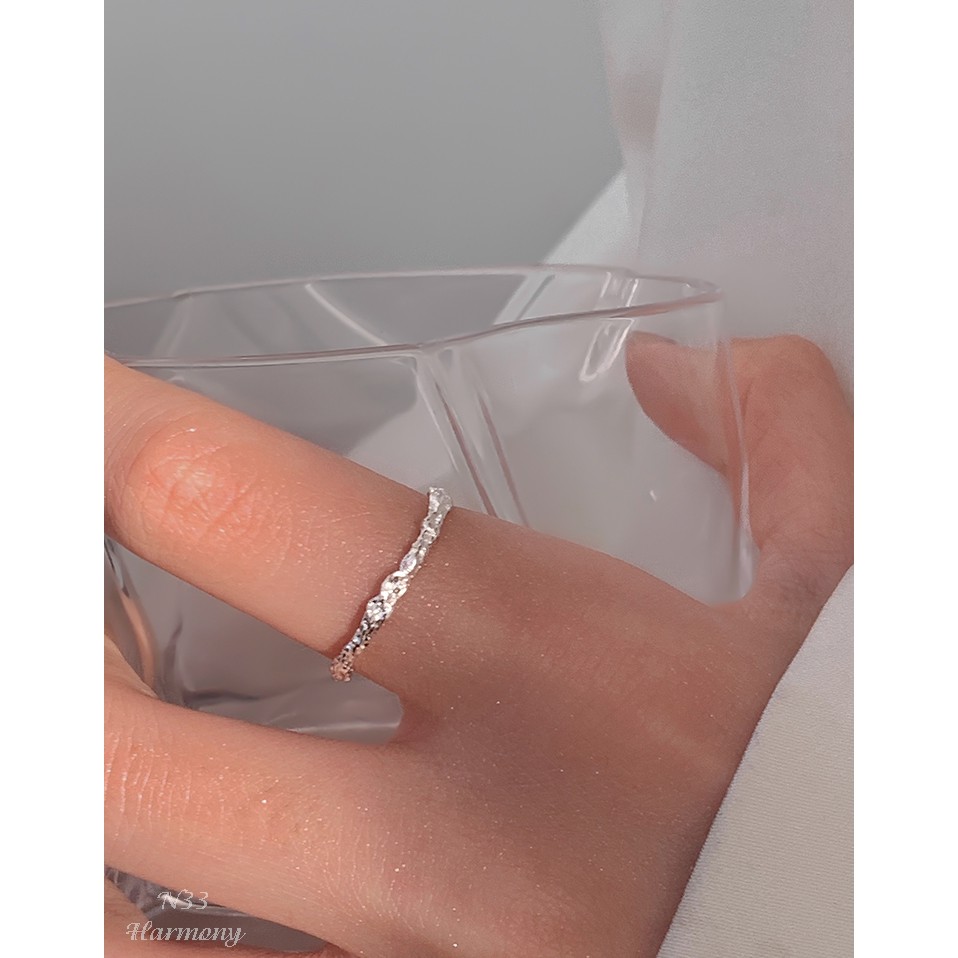 Nhẫn bạc nữ đơn giản Emily thiết kế đính đá sang chảnh, nữ tính, xinh xắn N33| TRANG SỨC BẠC HARMONY