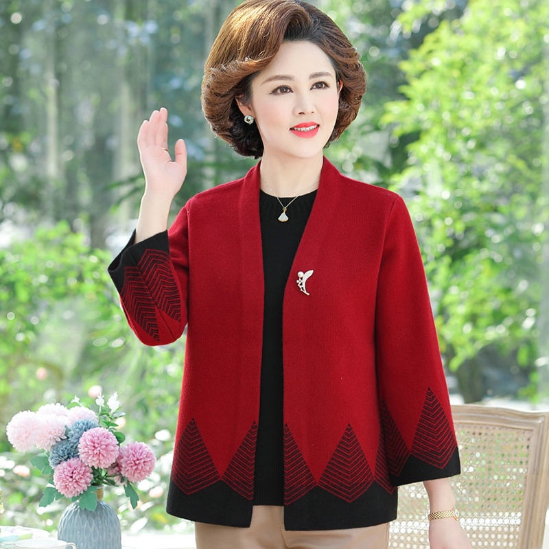 Áo khoác ngắn mùa thu của mẹ phong cách phương Tây đám cưới phụ nữ trung niên xuân và hai mảnh phù hợp với chồng