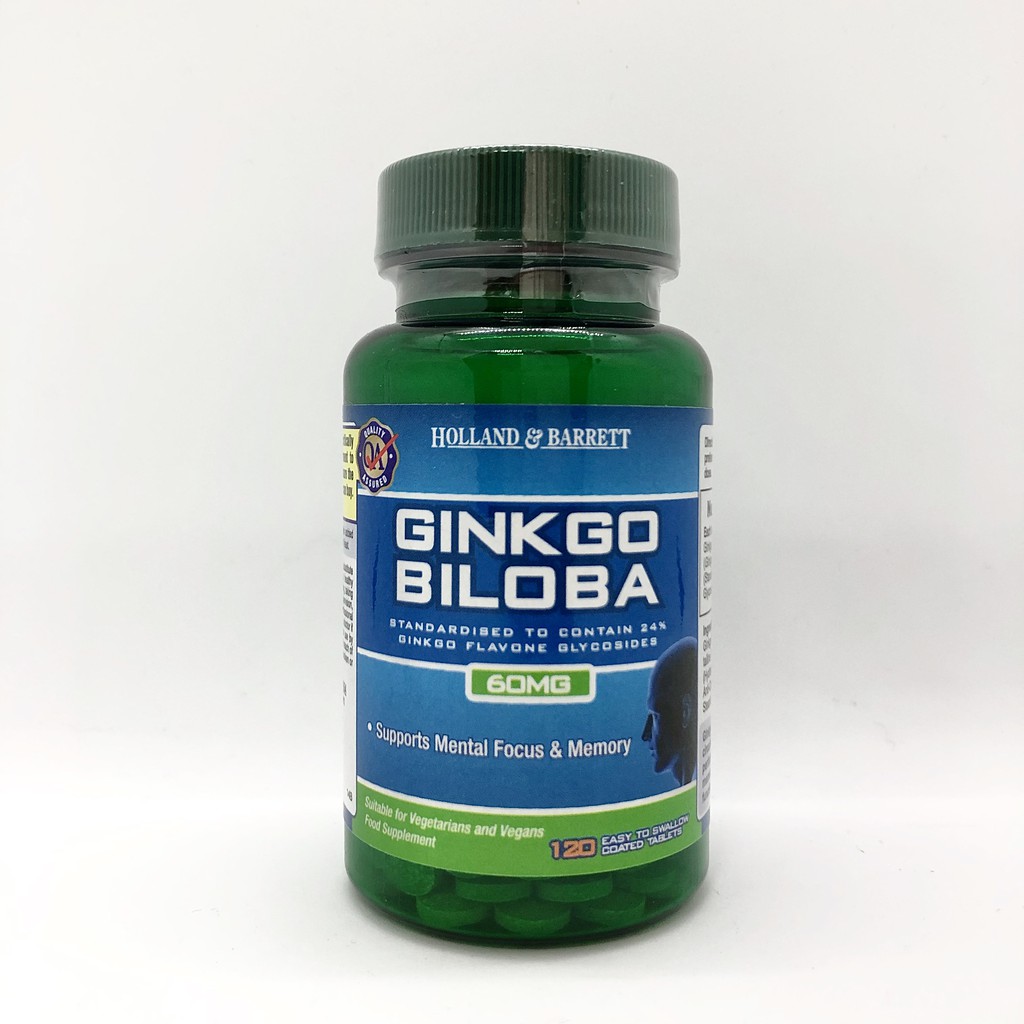 Viên uống bổ não Ginkgo Biloba 60mg 120 viên chính hãng Holland Barret Anh