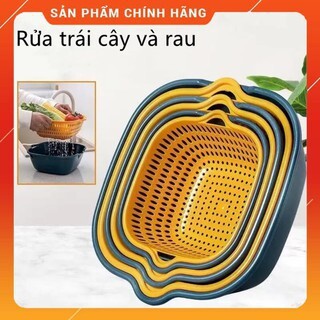 Bộ Rổ Nhựa Vuông Kèm Chậu 6 Món Cao Cấp,Có Lỗ Thoát, Đựng Đồ Đa Năng, Siêu Bền , Đủ Size