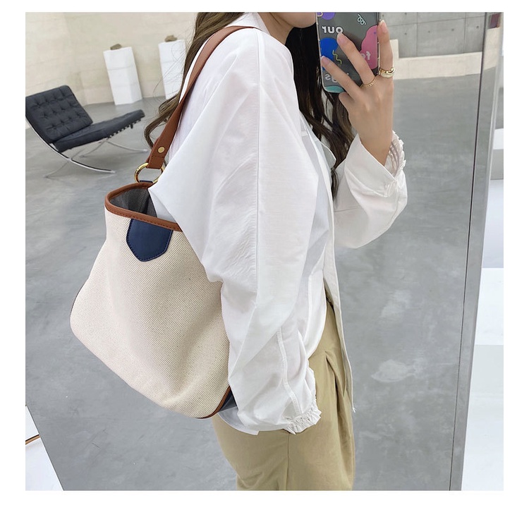 Dela Túi Xách Nữ Tote Đeo Vai Bằng Vải Bạt Có Sức Chứa Lớn Thời Trang Dành Hàn Quốc Đi Làm