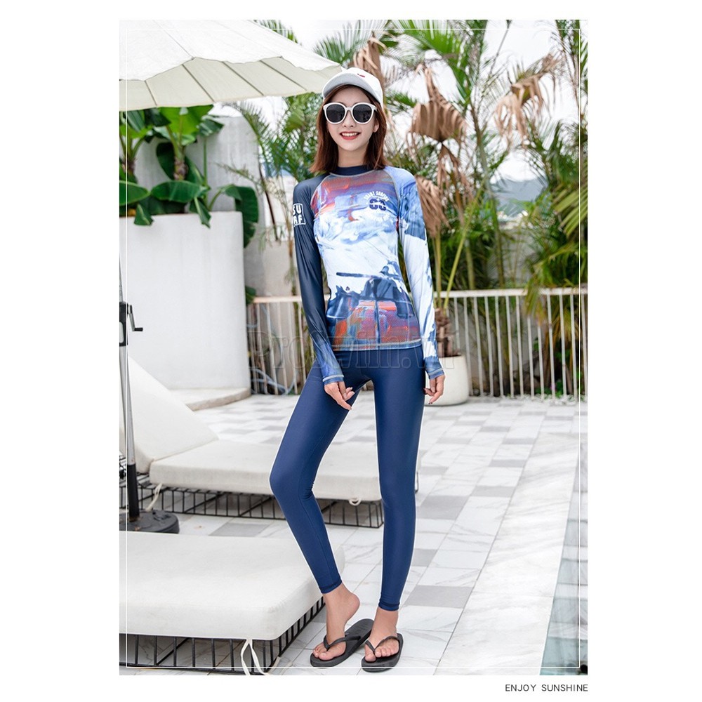 Áo Bơi Dài Tay Nữ Sbart D168 Xanh | BigBuy360 - bigbuy360.vn