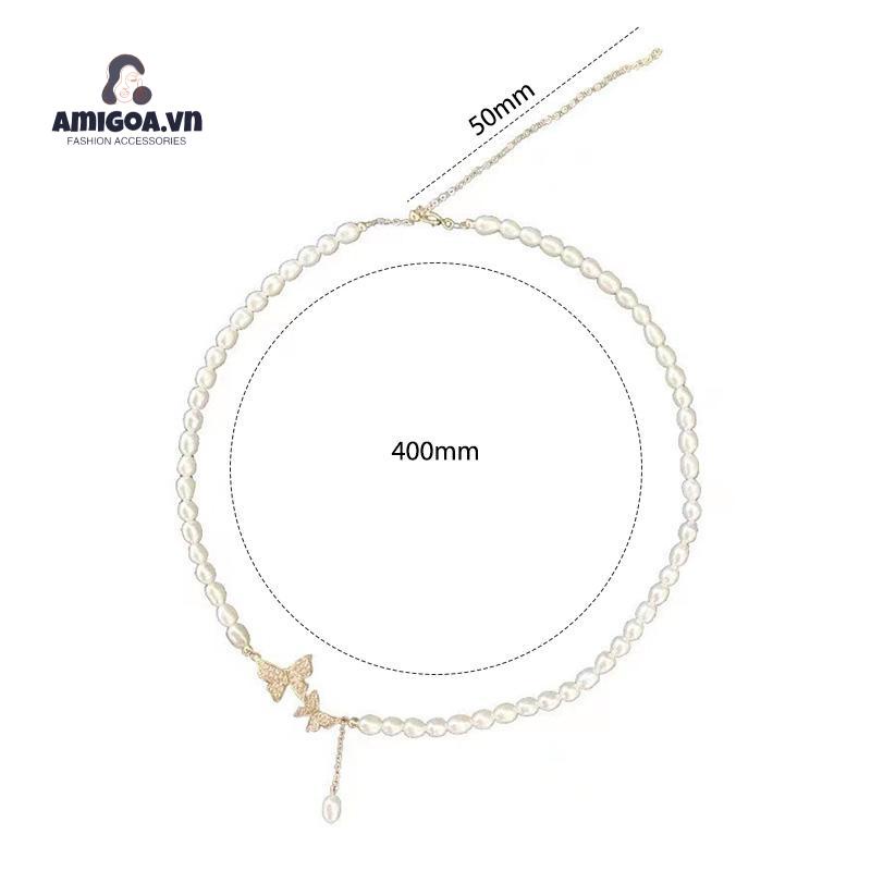 ✨✨Vòng cổ Mặt Hình Bướm Đính Đá Zircon Ngọc Trai Sang Trọng Cá Tính Đa Năng Thời Trang Cho Nữ