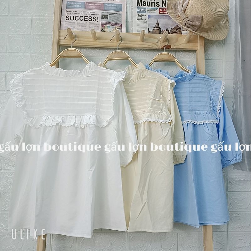 áo babydoll cộc tay xếp li ngực tiểu thư ảnh thật