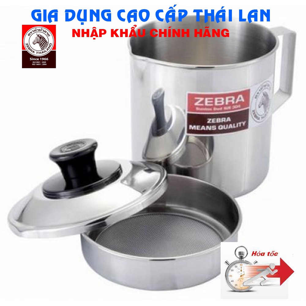 Ca inox 304 Zebra 1L có nắp, có vĩ lượt - 151101