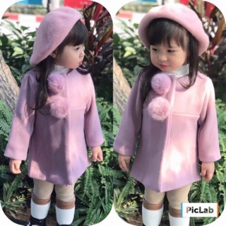 Xả Kho] Áo khoác dạ 2 lớp bé gái quả bông
