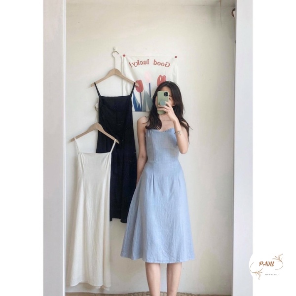 Váy hai dây dáng xòe tiểu thư, Đầm hai dây dáng xòe trẻ trung nữ tính | BigBuy360 - bigbuy360.vn