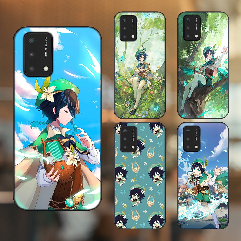 Ốp lưng Oppo A74, A93 5G, A95 viền đen in hình Venti Genshin Impact